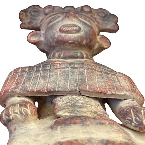 Hand-Sculpted Inca Aztec Terracotta Clay Pottery Sitting Figure Statue 1960s - Picture 7 of 10
